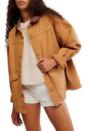 Free People Lemon Canvas Chore Jacket in Meerkat at Nordstrom, Size X-Large