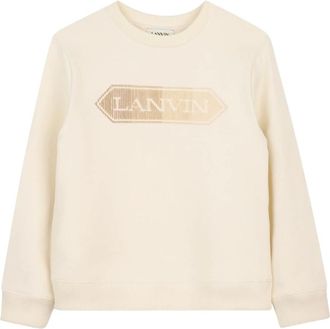 Lanvin Logo Crewneck Sweatshirt - male - Lanvin - Kids Sweatshirts - White - 12 Y - Kids