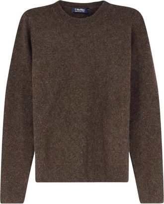 Max Mara Trui met ronde hals - Dames - Ronde hals truien - Bruin - XS - Wol - Truien & Vesten