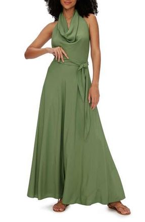 Diane Von F&uuml;rstenberg McKibbin Halter Neck Maxi Dress in Military Green at Nordstrom Rack, Size Xx-Small