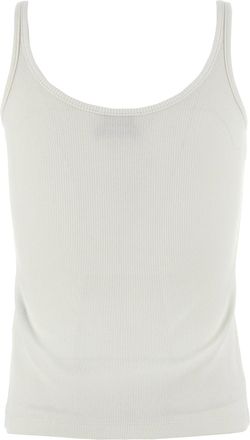 Off-white Logo-Embroidered Ribbed Stretch Cotton Tank Top - White