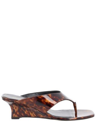 Stuart Weitzman Glossy Winnie Polyurethane Wedge Sandals