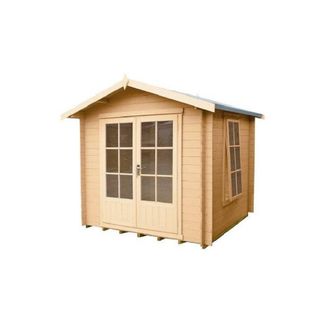 Shires Barnsdale Log Cabin Home Office Garden Room Approx 9 x 9 Feet in Brown