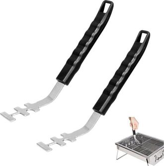 OEM Juego De 2 Elevadores De Parrilla Resistentes Al Calor - Acero Inoxidable - Antiescaldaduras - Extractor Universal - Para Acampar Y