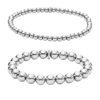 Fossil Womens Silver-Tone Brass Beaded Bracelet Gift Set