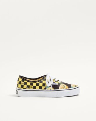 Valentino Garavani Sneaker Low-Top Valentino Garavani And Vans In Tessuto Con Stampa VLogo Checkerboard E Stampa Le Chat De La Maison Donna NERO/LIMONE 36.5