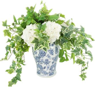 Creative Displays Inc. Handmade Faux Hydrangea, Sedum & Ivy Arrangement In Decorative Vase