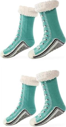 Generic Ultra-Thick Cashmere Slipper Home Socks, Unisex Winter Super Soft Warm Cozy Fleece Lined Non Slip Slipper Socks (2pcs-u,One Size)