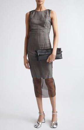 Maison Margiela Sheer Midi Dress in Brown/Light Grey at Nordstrom, Size 6 Us