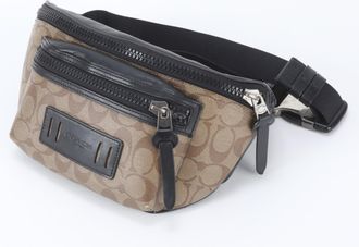 Coach Brown Leather Coated Canvas Pouch Shoulder Bag Sling Bag (Pre-Owned)