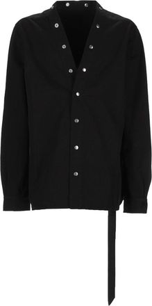Rick Owens Black Larry Extended Strap Cotton Shirt
