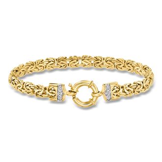 Ross-Simons 14kt Yellow Gold Byzantine Bracelet With Diamond Accents