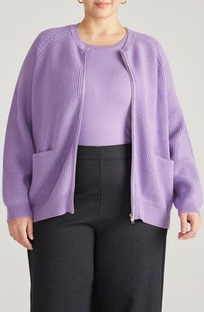 Universal Standard Vicki Zip-Up Cardigan in Purple Posey at Nordstrom, Size Xs