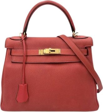 Herm&egrave;s Pre-owned Vintage Handbag - Dames - Vintage Handtas - Rood - ONE Size - Leer - Vintage