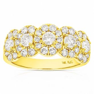 Vir Jewels 1 cttw Lab Grown Diamond 5 Stone Engagement Ring in 14K Yellow Gold For Women