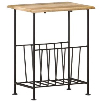 vidaXL Revistero Madera Maciza De Mango Y Acero 40x30x50 Cm Vidaxl