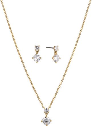 Nadri Stud Earrings & Pendant Necklace Set in Gold at Nordstrom