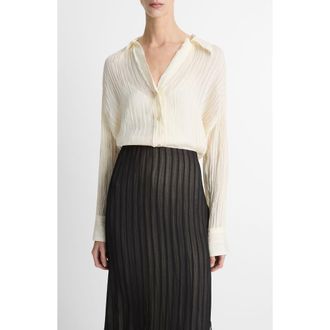 Vince Crushed Stripe Shirt in Off White at Nordstrom Rack, Size X-Large
