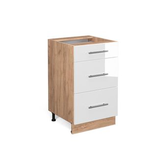 Vicco Mueble Bajo De Cocina Fame-line, Blanco Alto Brillo, 50 Cm, Et Antracita Vicco