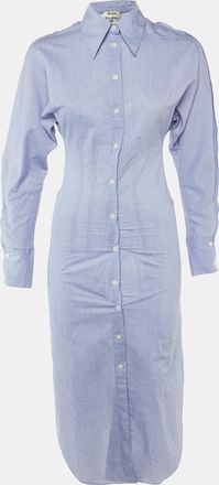 Acne Studios Blue Cotton Button Front Long Shirt Dress