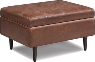 Simpli Home Shay 34In Mid Century Modern Small Rectangle Coffee Table Storage Ottoman