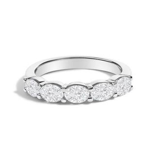 House of Brilliance 14K White Gold 1 1/4 Cttw Lab Grown Oval East West Band Ring at Nordstrom, Size 7
