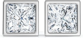 Pompeii3 Princess Cut Diamond Bezel Set Studs 14k Gold Lab Grown Size: Small