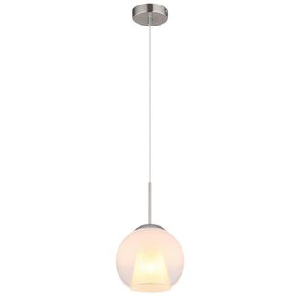Netlighting Barry 20cm Dome Pendant Nickel Matt Ball Opal Glass Shade 1x E27 in Grey