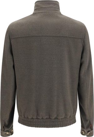 Brunello Cucinelli Mens Wool Zip Jacket With High Collar Fango Merino Ovis Aries