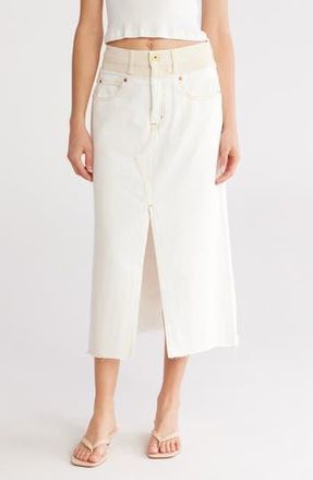 Slvrlake Denim Reworked Double High Waist Denim Skirt in Natural Ecru at Nordstrom Rack, Size 26