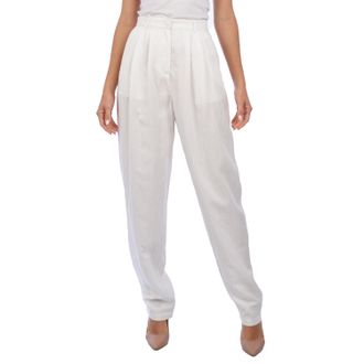 Emporio Armani 8N2P80 WoMens Straight Palazzo Pants - White - Size 42 (Waist)