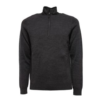 Paolo Pecora Turtlenecks, male, Gray, Size: S Grey Wool/Cotton Sweater Half Zip