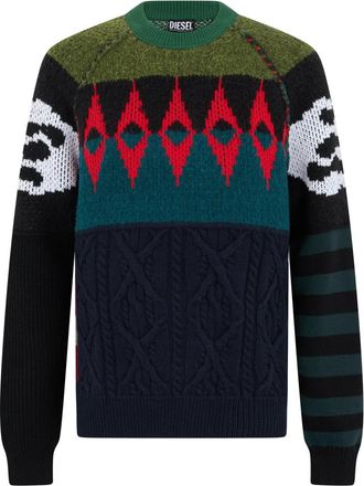 Diesel Trui met geometrisch patroon - Heren - Truien - Veelkleurig - Maat: M Wol