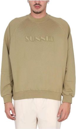 Sunnei Oversized Logo Sweatshirt - Heren - Sweatshirts - Beige - XL - Katoen - Hoodies & sweatvesten