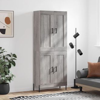 vidaXL Aparador Alto Madera Contrachapada Gris Sonoma 69,5x34x180 Cm Vidaxl