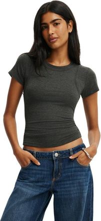 Cotton On Womens Double Layer Short Sleeve in Charcoal Marle at Nordstrom, Size Xx-Small