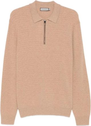 Canali Gebreid vest - Heren - V-hals truien - Beige - XL - Wol - Truien & Vesten