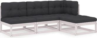 vidaXL Juego De Muebles De Jard&iacute;n 4 Pzas Y Cojines Madera Pino Maciza Vidaxl