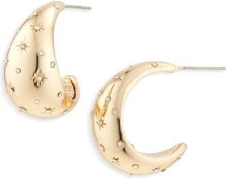 BaubleBar Stella Hoop Earrings in Clear/Gold at Nordstrom Rack