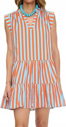Sugarlips Roselia Tiered Mini Dress In Blue/orange