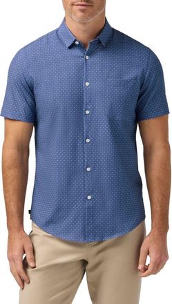 Mizzen+Main Leeward Trim Fit Short Sleeve Performance Button-Up Shirt in Coastal Fjord Medallion Print at Nordstrom, Size Xx-Large