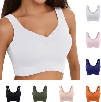 Generic Sports Bra Padded Push Up, Cotton Padded Running Bras Push Up Low Back Bras Non Wired Sleep Support Lift Bra Wireless Everyday Large Breasts Plus Size