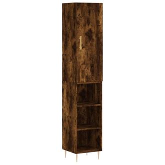 vidaXL Vidaxl - Aparador De Madera Contrachapada Roble Ahumado 34,5x34x180 Cm