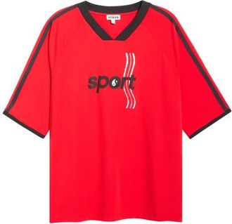 Staud Axis Jersey Graphic Top in Cardinal at Nordstrom, Size X-Large