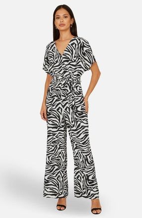 Yumi Zebra Print Relaxed Jumpsuit in Black at Nordstrom, Size 10