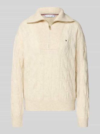 Tommy Hilfiger Regular Fit Troyer aus reiner Wolle in Ecru, Größe XXL