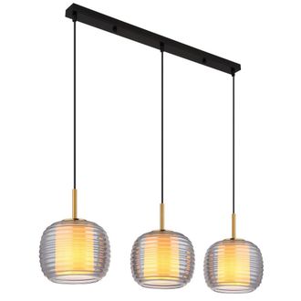 Netlighting Lampigna Bar Pendant Ceiling Light Matt Black Smoke Glass Shade 3x E27