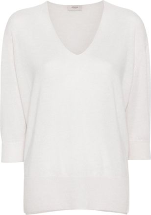 Agnona knitted V-Neck top - women - Cashmere/Linen/Flax - M - Grey