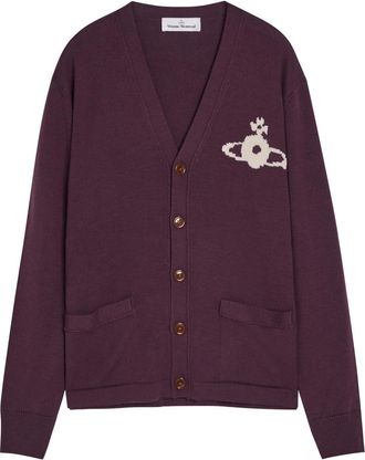 Vivienne Westwood Alex Orb-intarsia Wool Cardigan - Dark Red - XL