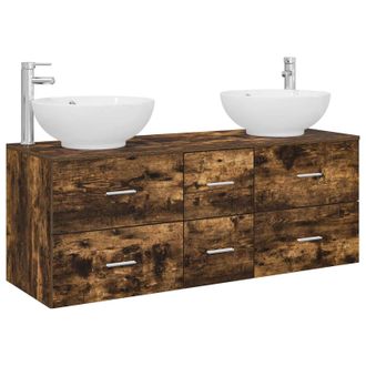 vidaXL Juego De Muebles De Ba&ntilde;o 3 Uds. Roble Ahumado Vidaxl